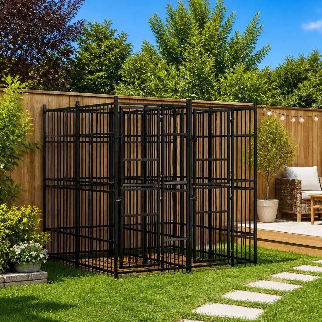 Outdoor Dog Exercise Pen Steel Enclosure for Training Play Area 3.69 Square Meters Black