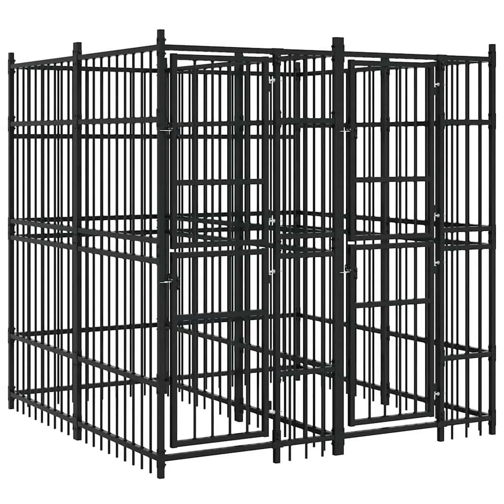 Outdoor Dog Exercise Pen Steel Enclosure for Training Play Area 3.69 Square Meters Black