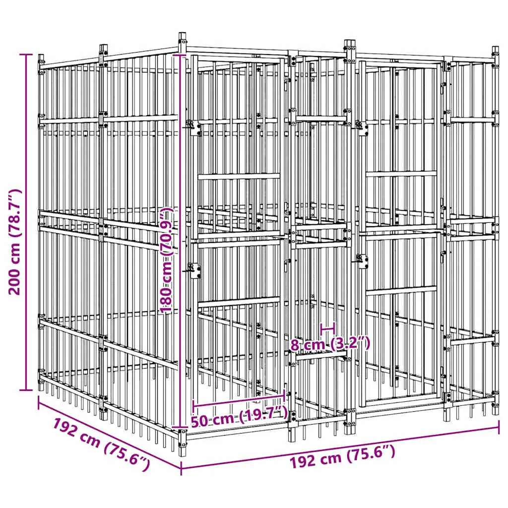 Outdoor Dog Exercise Pen Steel Enclosure for Training Play Area 3.69 Square Meters Black