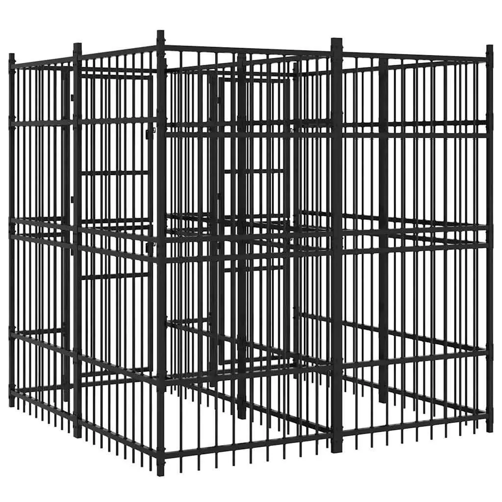 Outdoor Dog Exercise Pen Steel Enclosure for Training Play Area 3.69 Square Meters Black