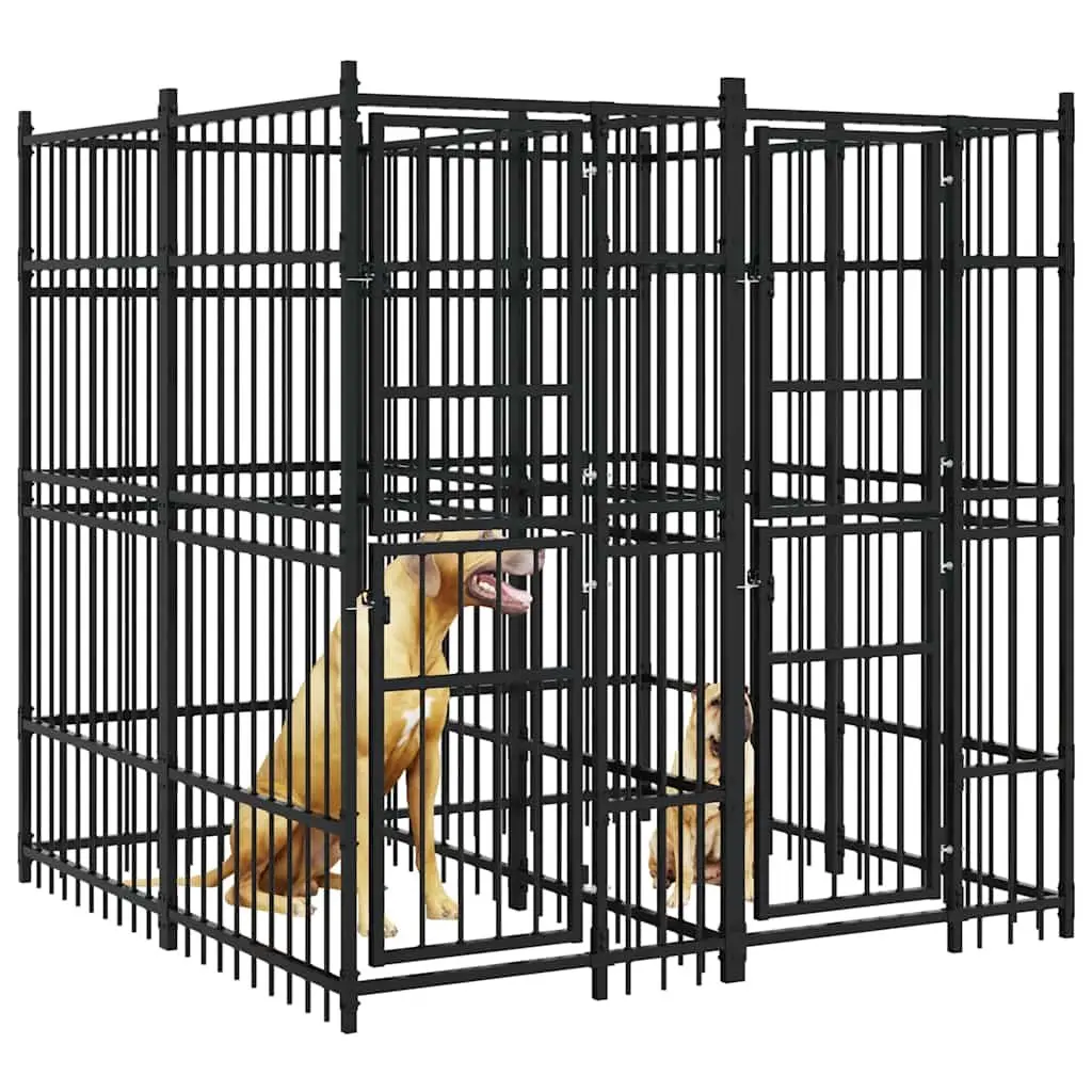 Outdoor Dog Exercise Pen Steel Enclosure for Training Play Area 3.69 Square Meters Black