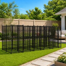 Specifications for Outdoor Dog Kennel 9.22 m² Black Steel