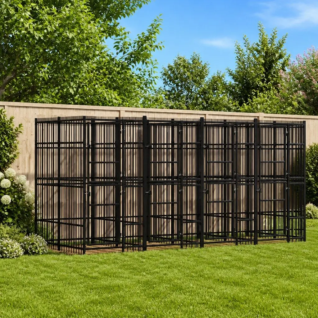 Dog Kennel Outdoor Steel Cage 12.9 m² Exercise Pen Run