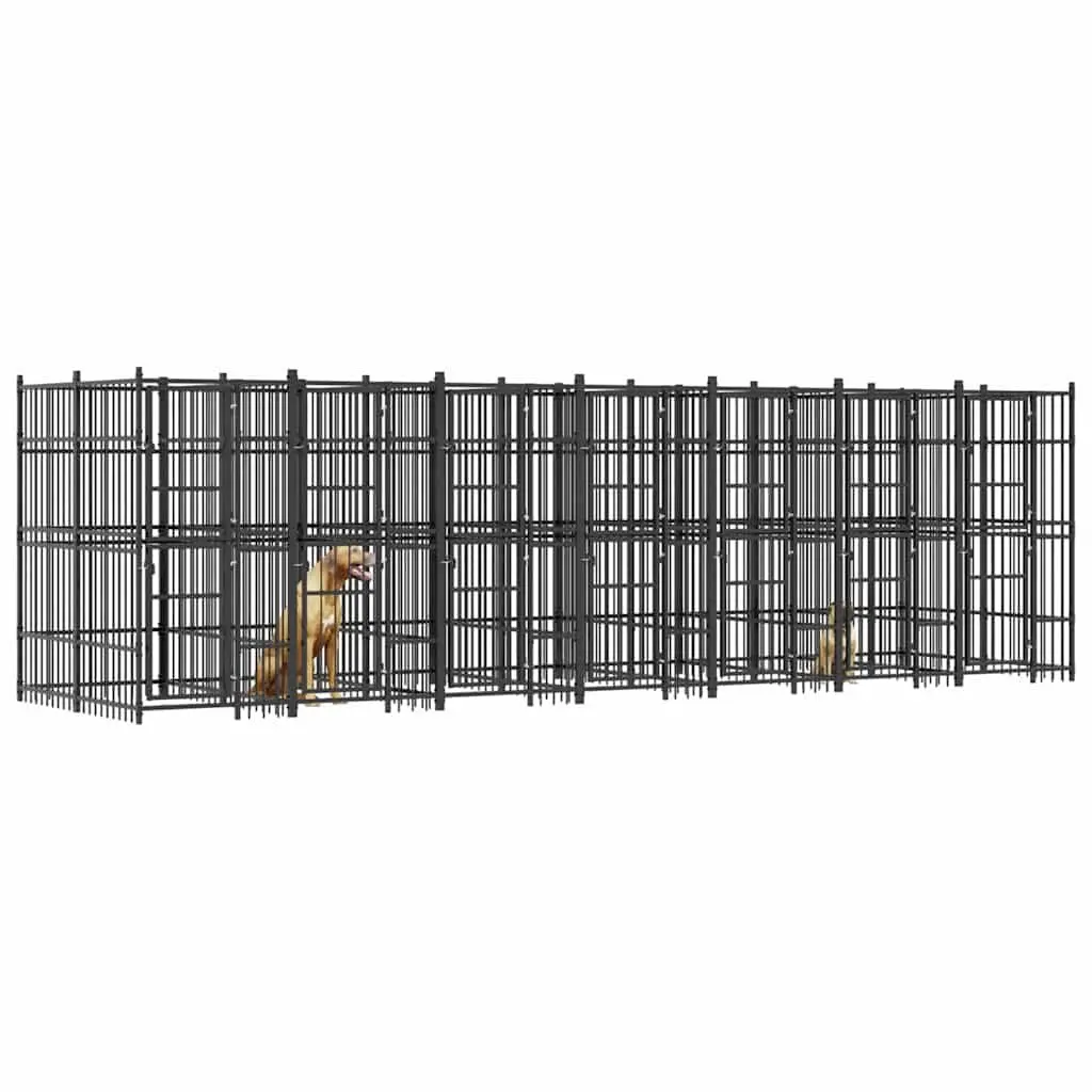 Dog Kennel Outdoor Steel Cage 12.9 m² Exercise Pen Run