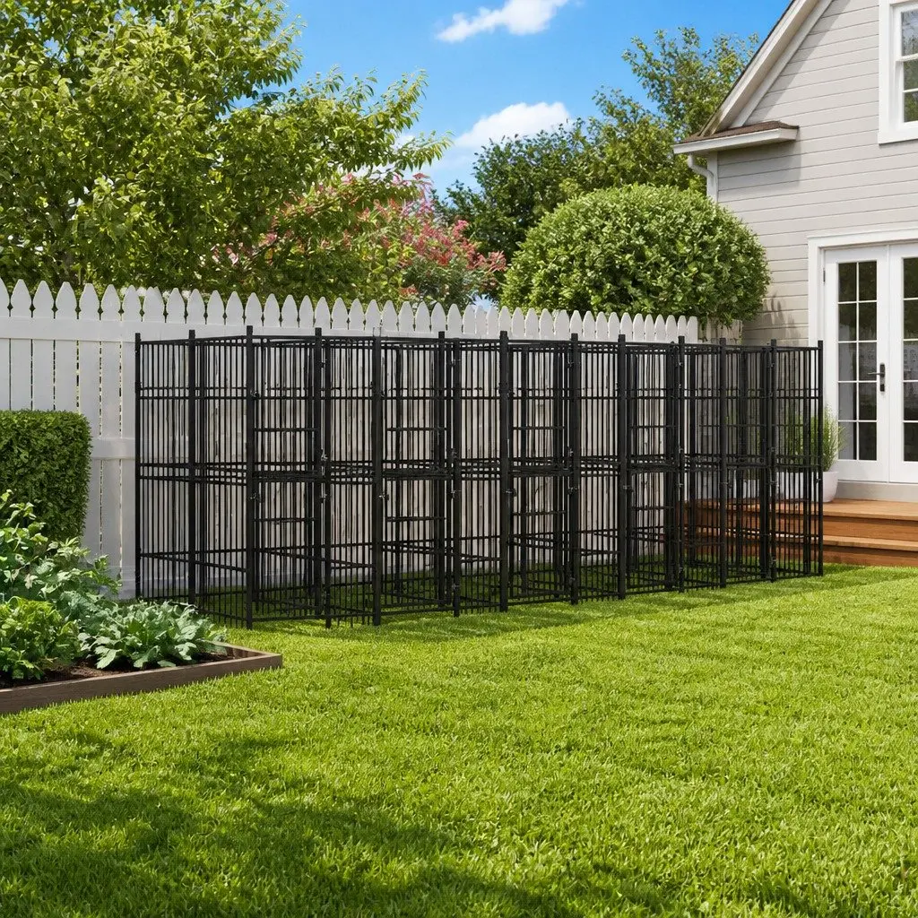Large Black Steel Dog Kennel