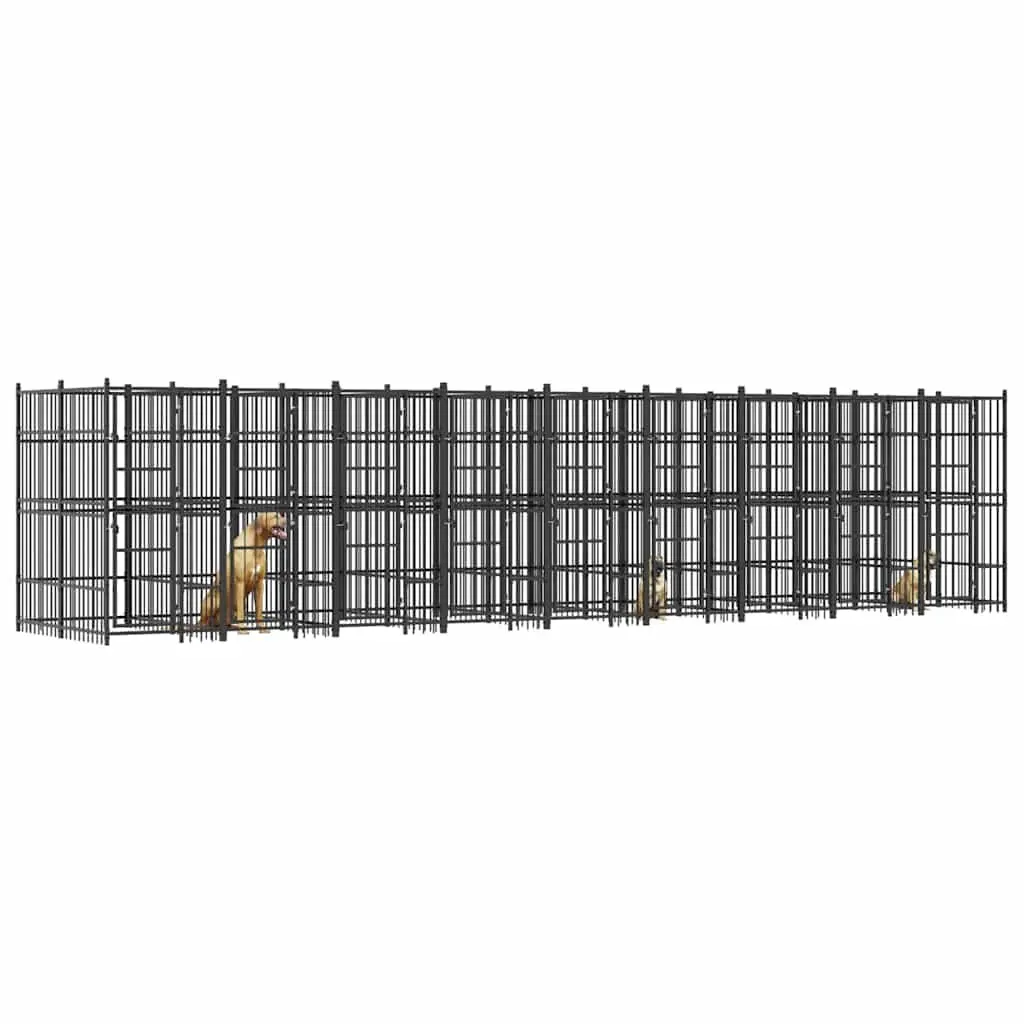 Large Black Steel Dog Kennel