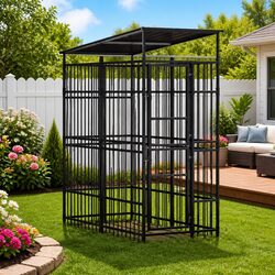 Dog Kennel with Roof - 1.84m², Lockable Door, Steel