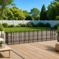 Spacious Dog Kennel: 18.43 m² Outdoor Steel Exercise Enclosure