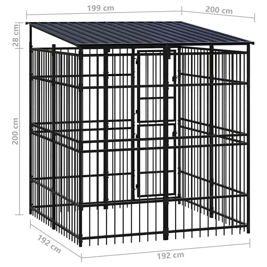 Dog Kennel Outdoor Run Enclosure Steel Roof Exercise Pen 3.69 m²