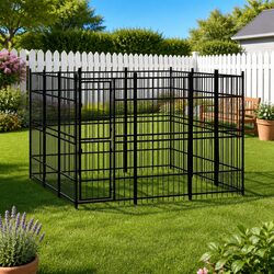 Steel Dog Kennel with 8.29 m² Area for Pets