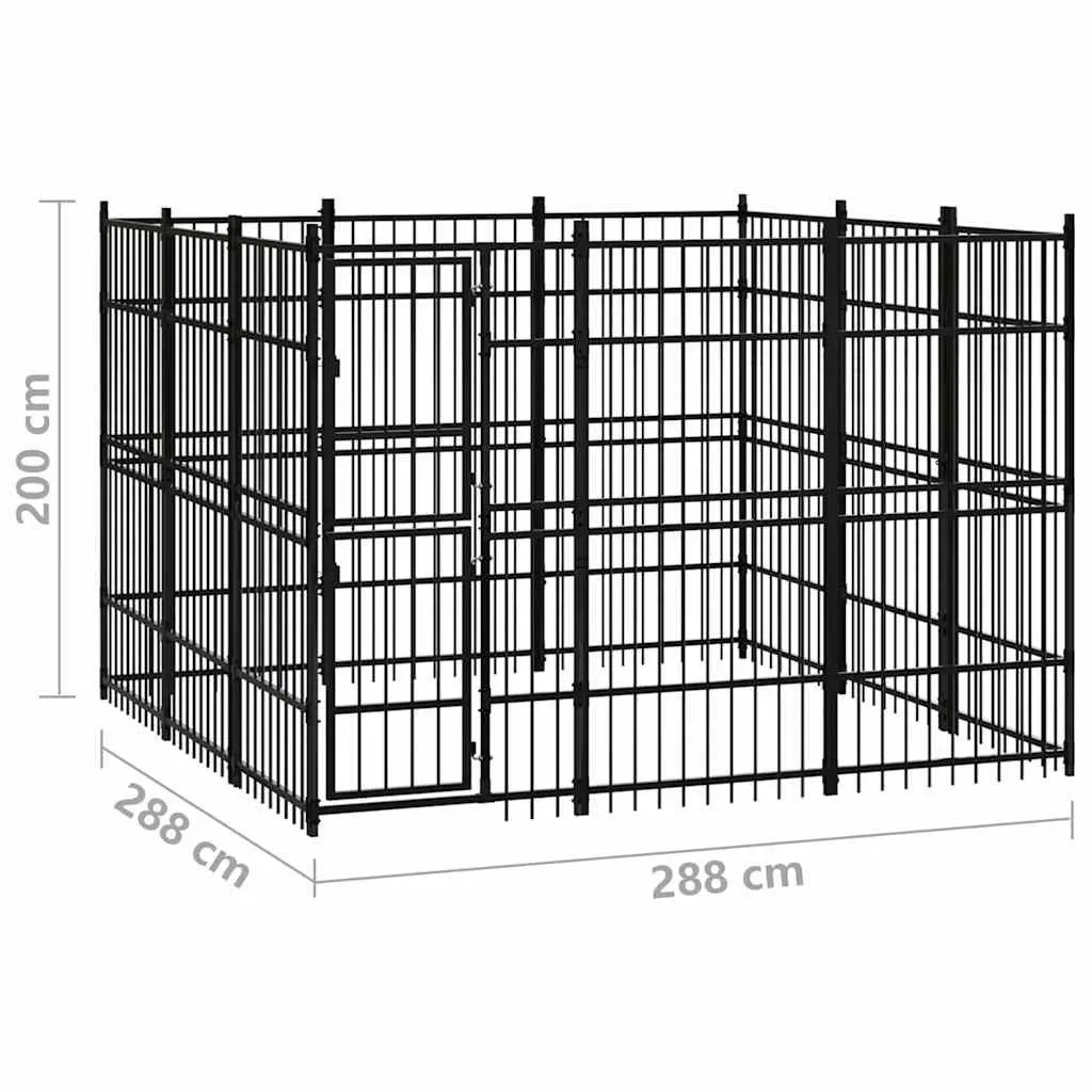 Dog Kennel Outdoor Run Exercise Pen Large 8.29 m² Steel Pet Cage