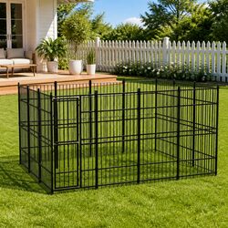 11.06 m² Steel Bar Dog Kennel with Lockable Door