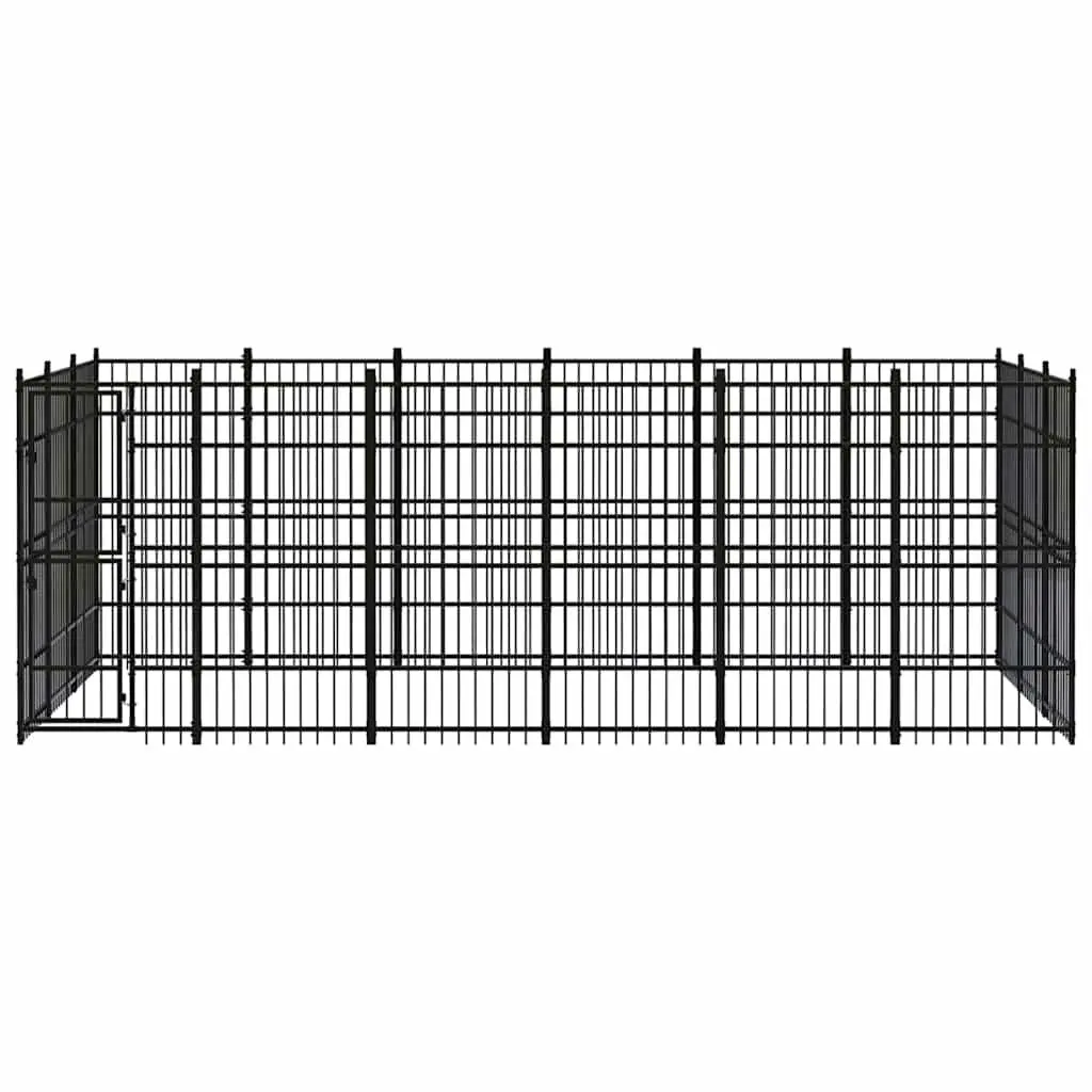 Large Dog Exercise Run Pen Steel Outdoor Enclosure 16.59 m² Black