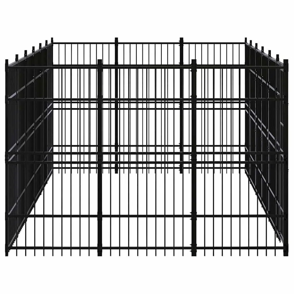 Large Dog Exercise Run Pen Steel Outdoor Enclosure 16.59 m² Black