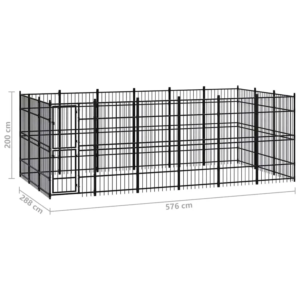 Large Dog Exercise Run Pen Steel Outdoor Enclosure 16.59 m² Black
