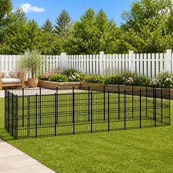 Dog Kennel: 24.88 m², Black Powder-Coated Steel Enclosure