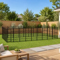 Dog Kennel Steel Outdoor Exercise Pen Run Enclosure Hinged Door Latch Lock