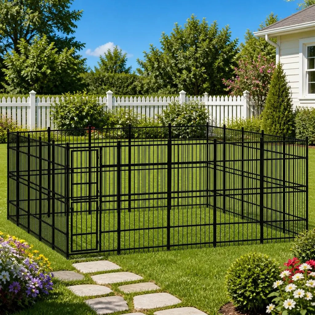 Dog Kennel Outdoor Run Enclosure Large Play Area 23.04 m²
