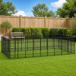 Dog Kennel Steel Outdoor Run Exercise Enclosure Large Play Pen Ventilation