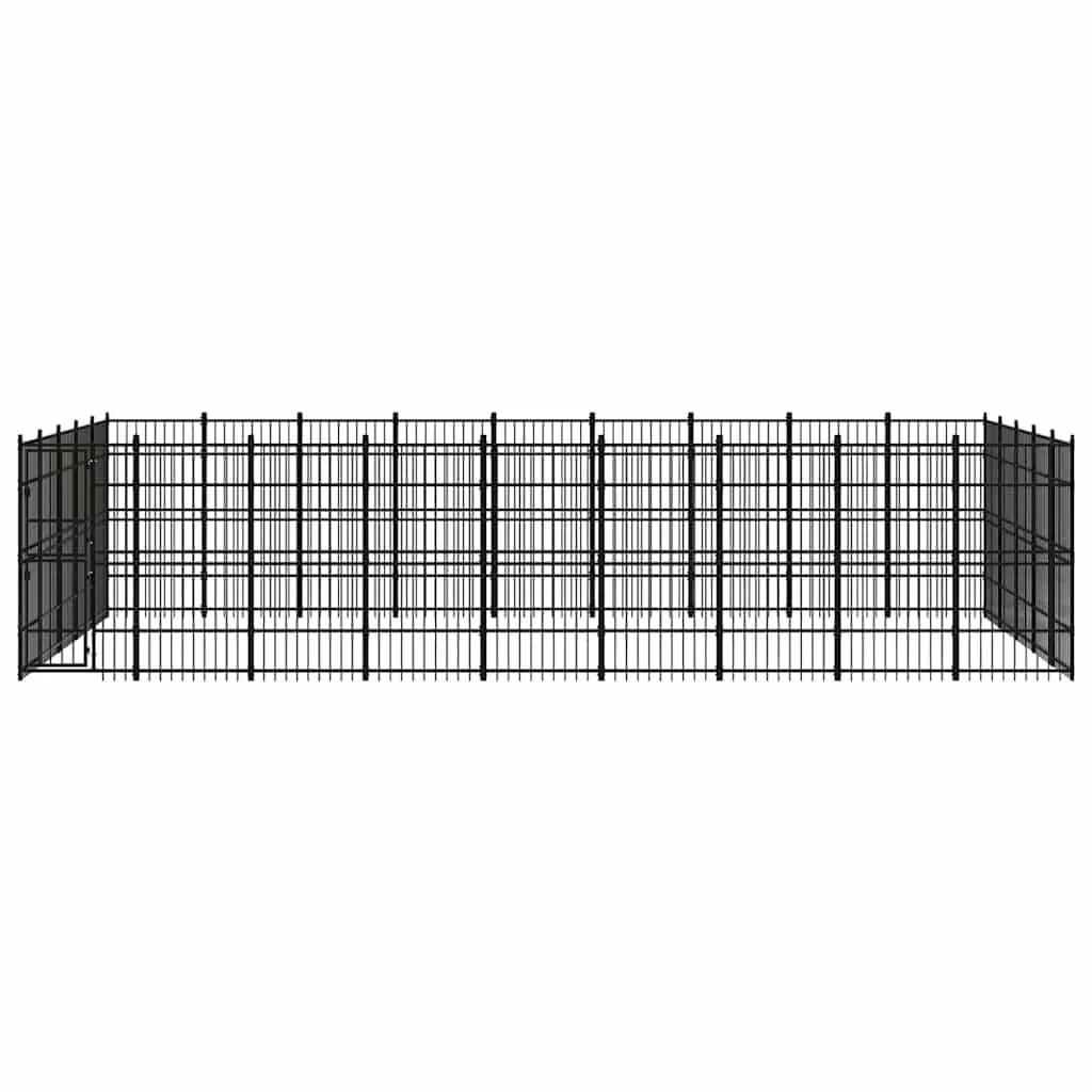 Dog Kennel Outdoor Run Exercise Enclosure Large Black Steel 41.47 m²