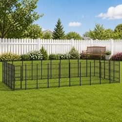 Outdoor Dog Kennel Specifications: Large Steel Run