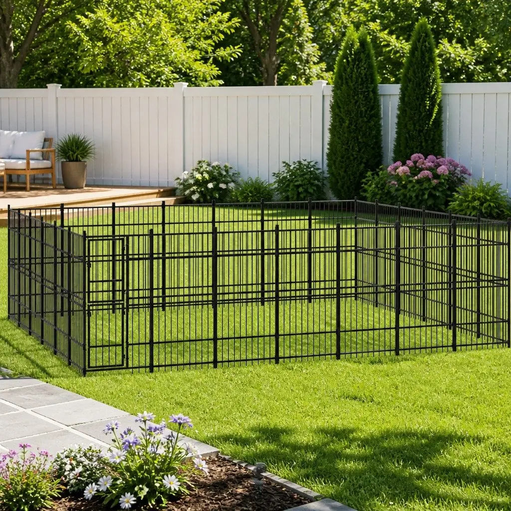 Dog Kennel Outdoor Steel Pet Enclosure 38.71m²