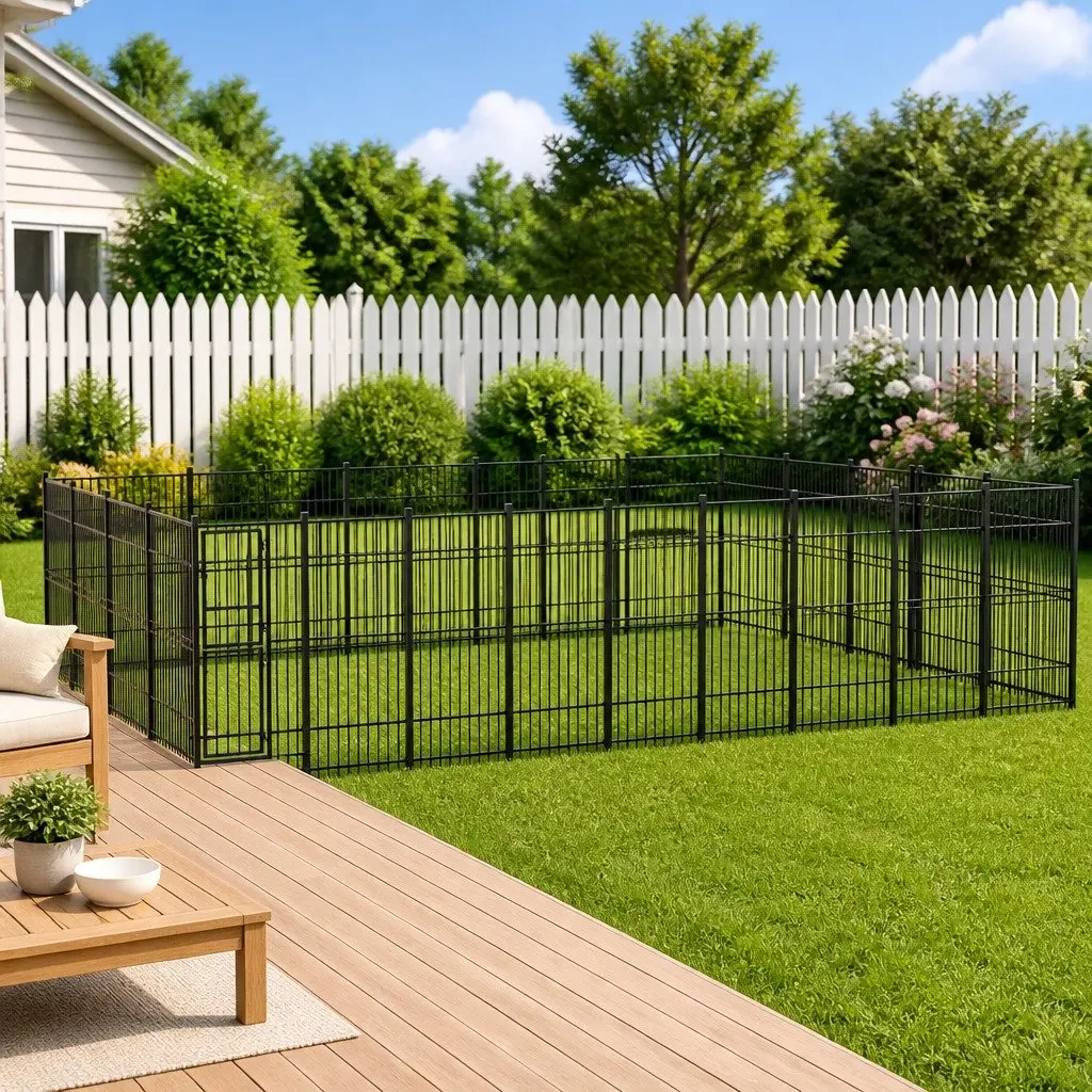 Dog Kennel Outdoor Exercise Enclosure Steel Run Play Area 49.77 m²