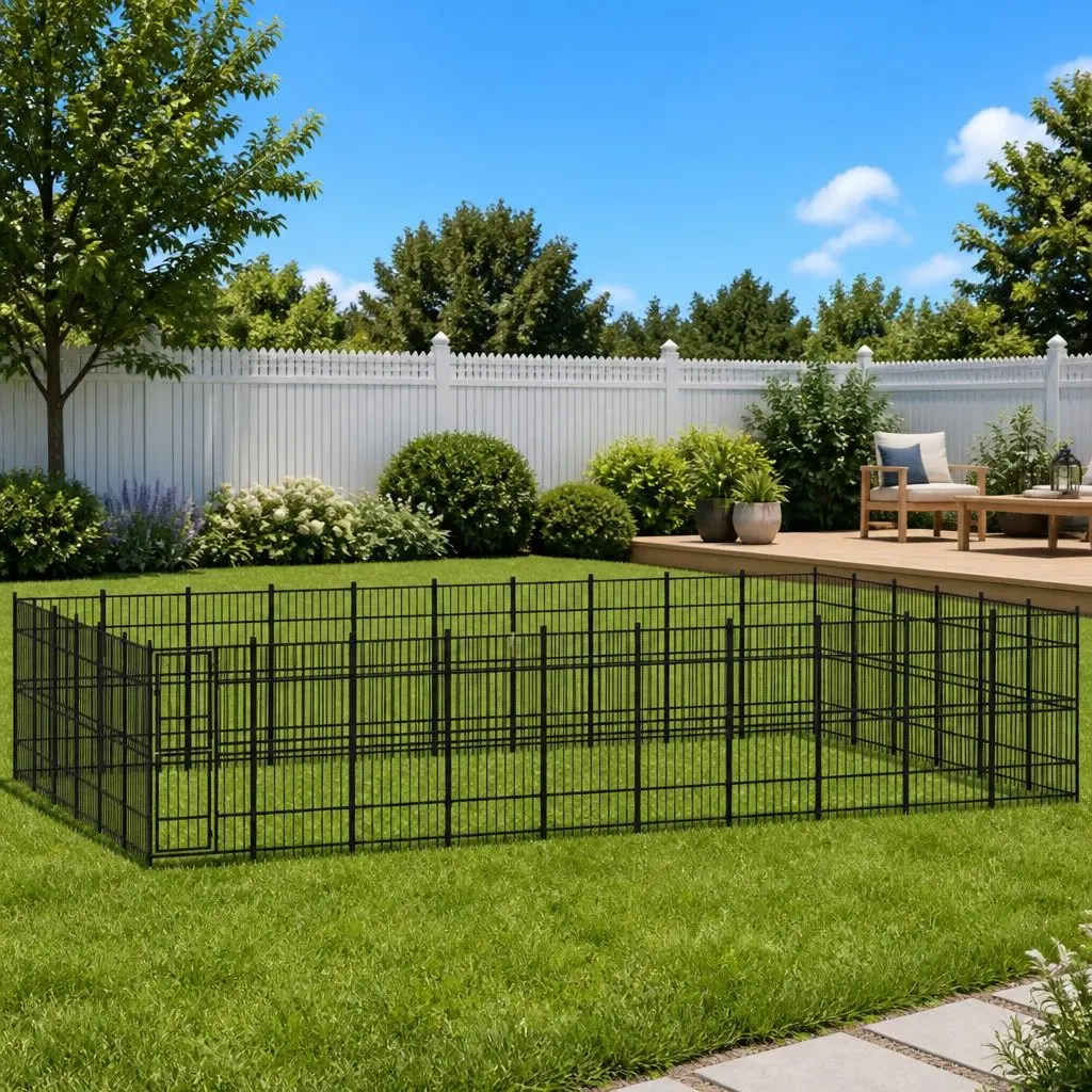 Outdoor Steel Dog Kennel with Latch