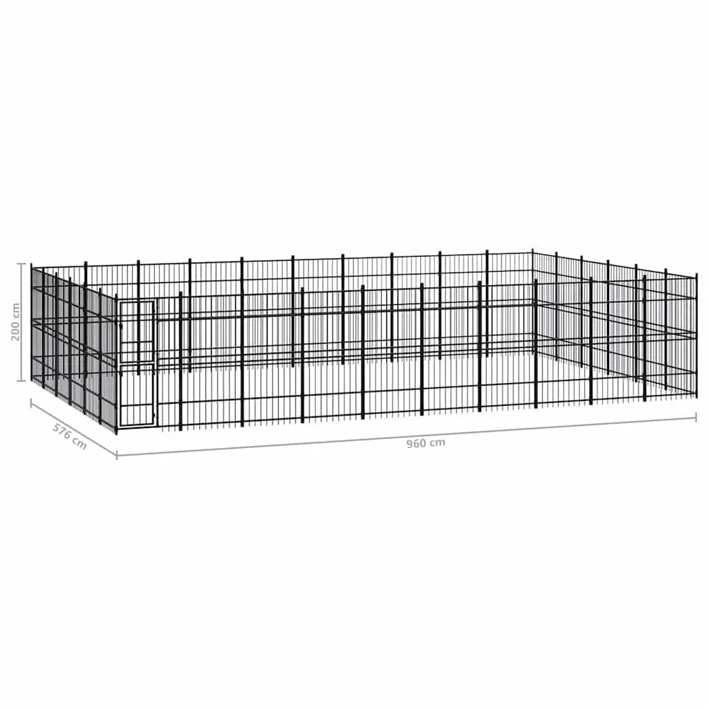 Outdoor Steel Dog Kennel with Latch