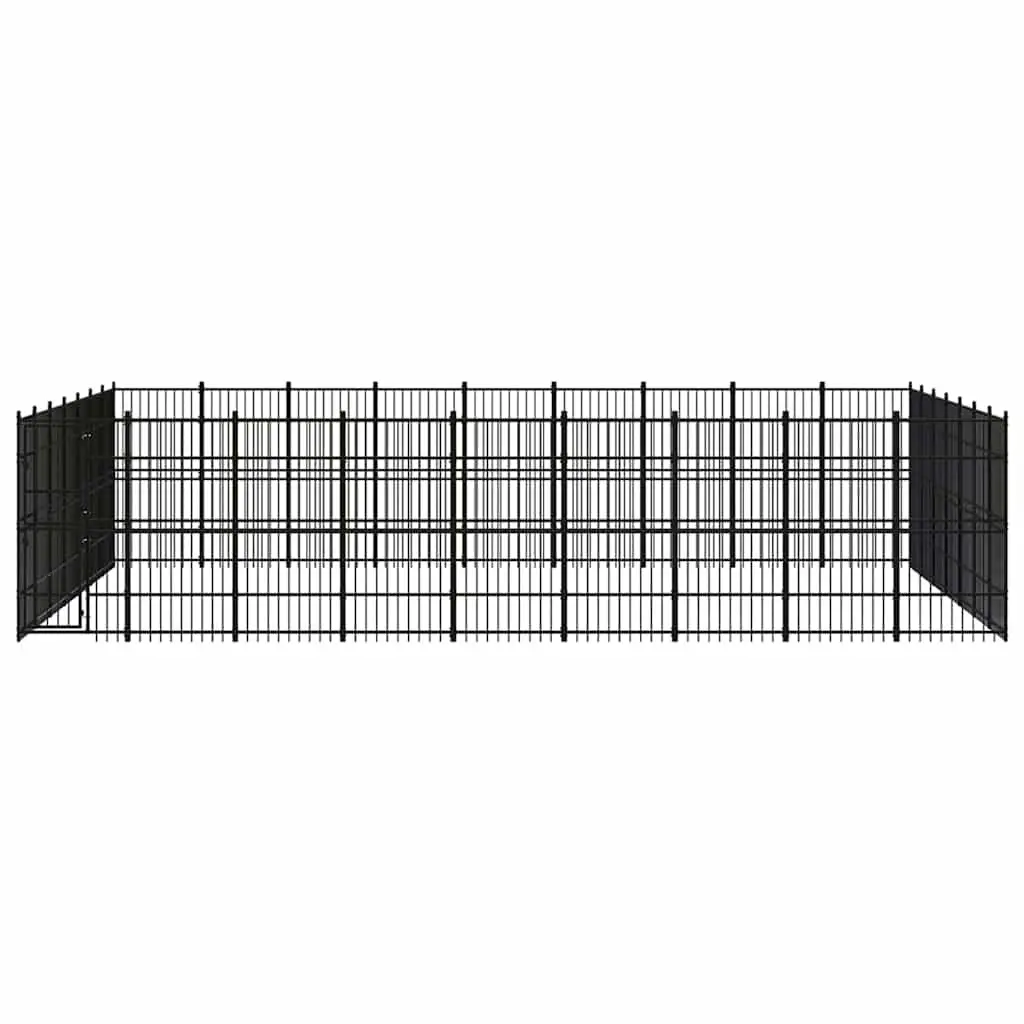 Dog Kennel Outdoor Steel Run Enclosure Exercise Pen Large Play Space Black
