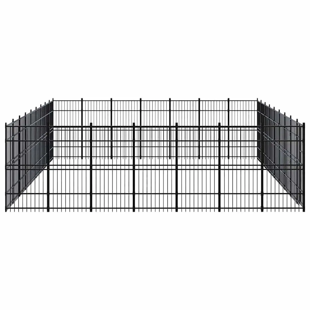 Dog Kennel Outdoor Steel Run Enclosure Exercise Pen Large Play Space Black