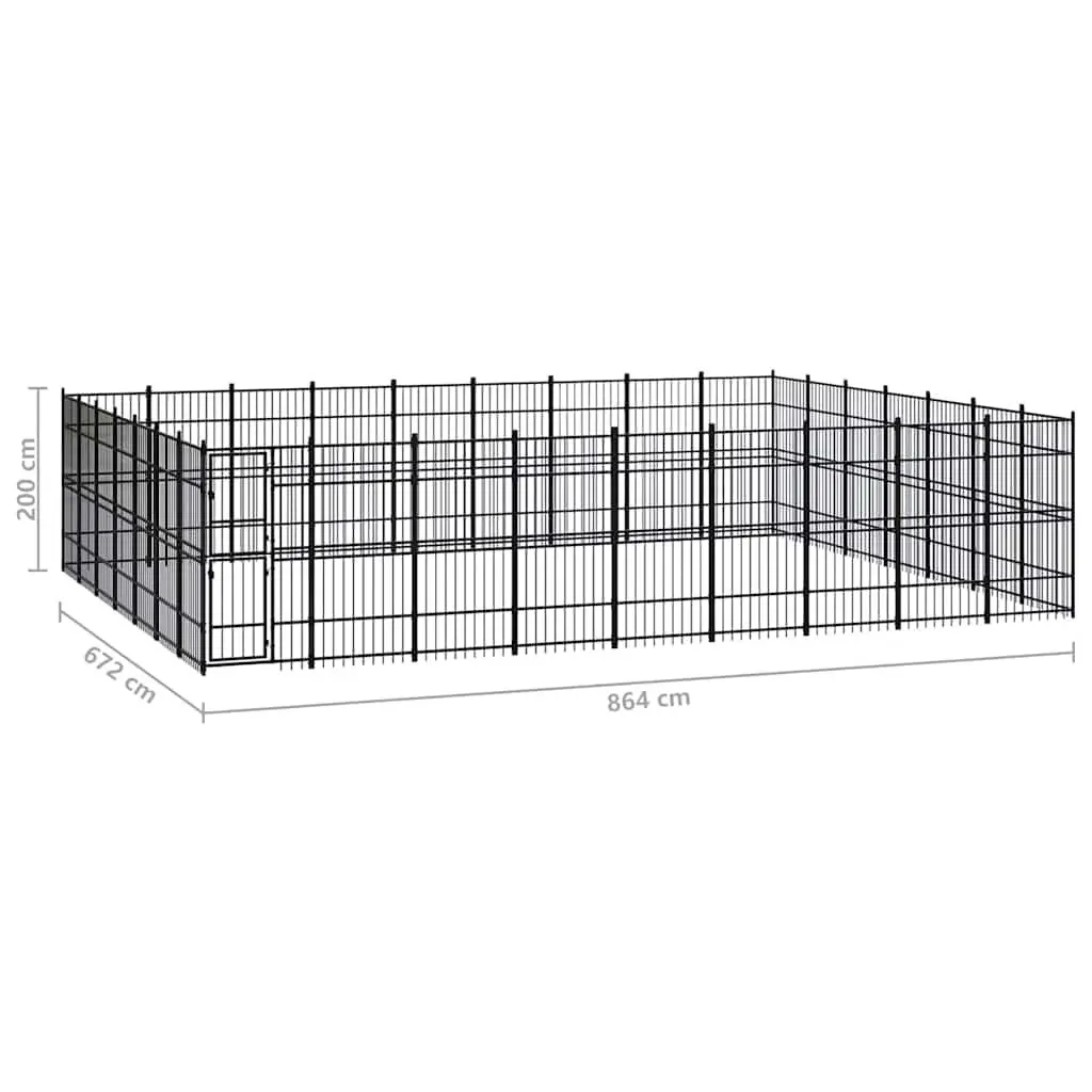 Dog Kennel Outdoor Steel Run Enclosure Exercise Pen Large Play Space Black