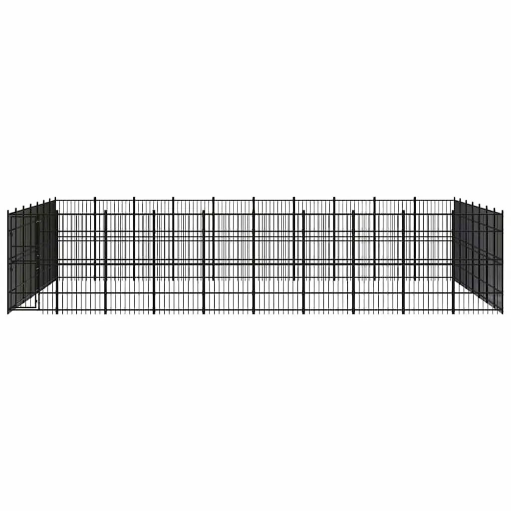 Dog Kennel Outdoor Exercise Run Enclosure Large Size Black