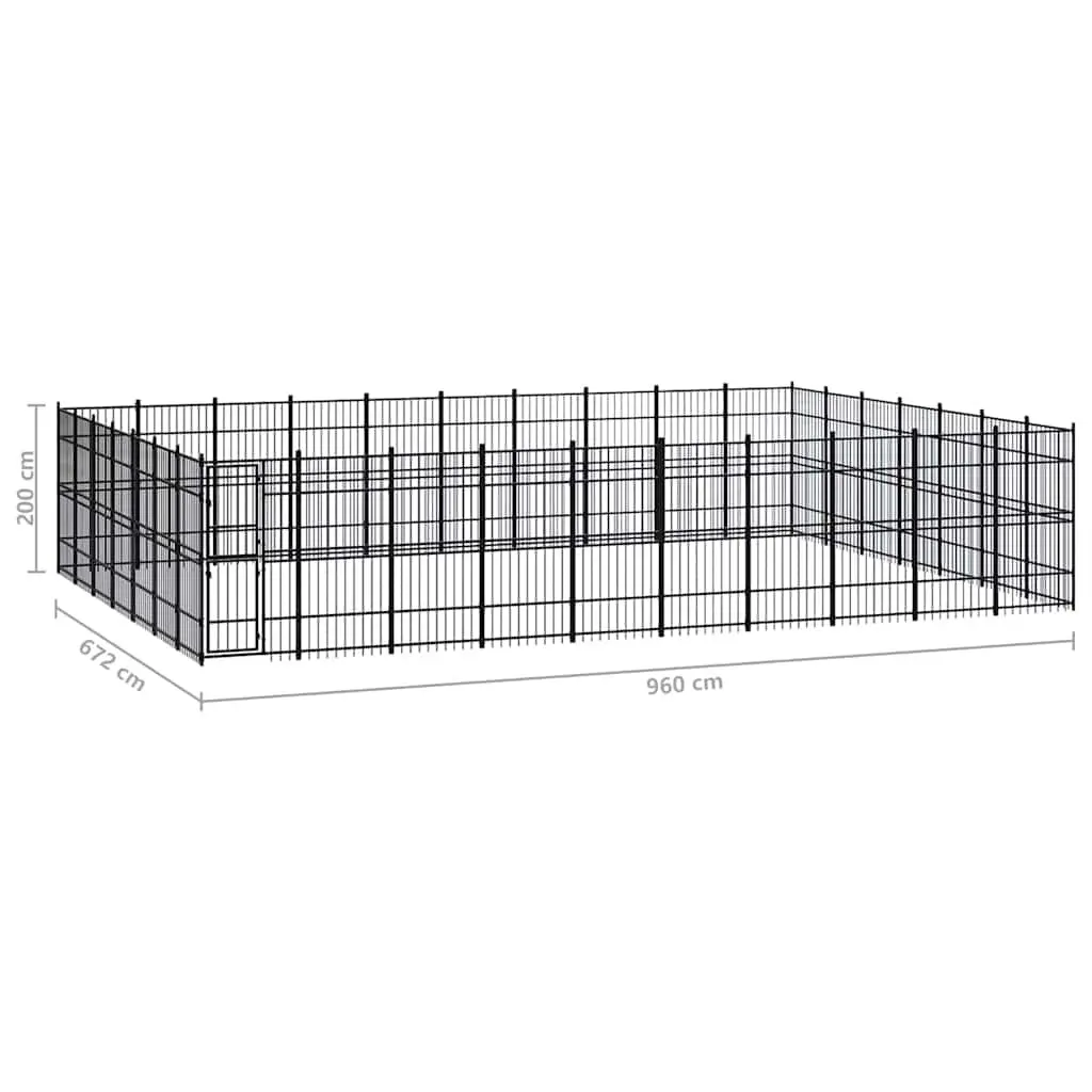 Dog Kennel Outdoor Exercise Run Enclosure Large Size Black