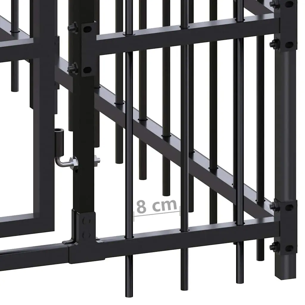 Dog Kennel Steel Outdoor Exercise Run Enclosure Play Area Pen Safe Secure Black