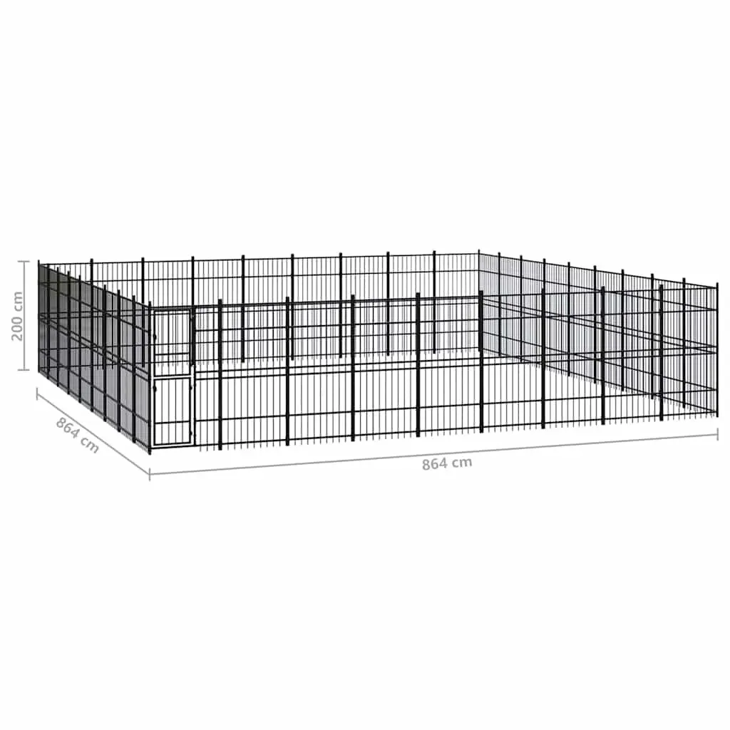 Dog Kennel Steel Outdoor Exercise Run Enclosure Play Area Pen Safe Secure Black