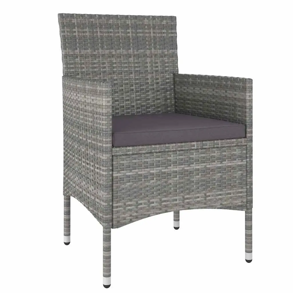3 Piece Garden Dining Set Outdoor Patio Furniture PE Rattan Grey Chairs Table