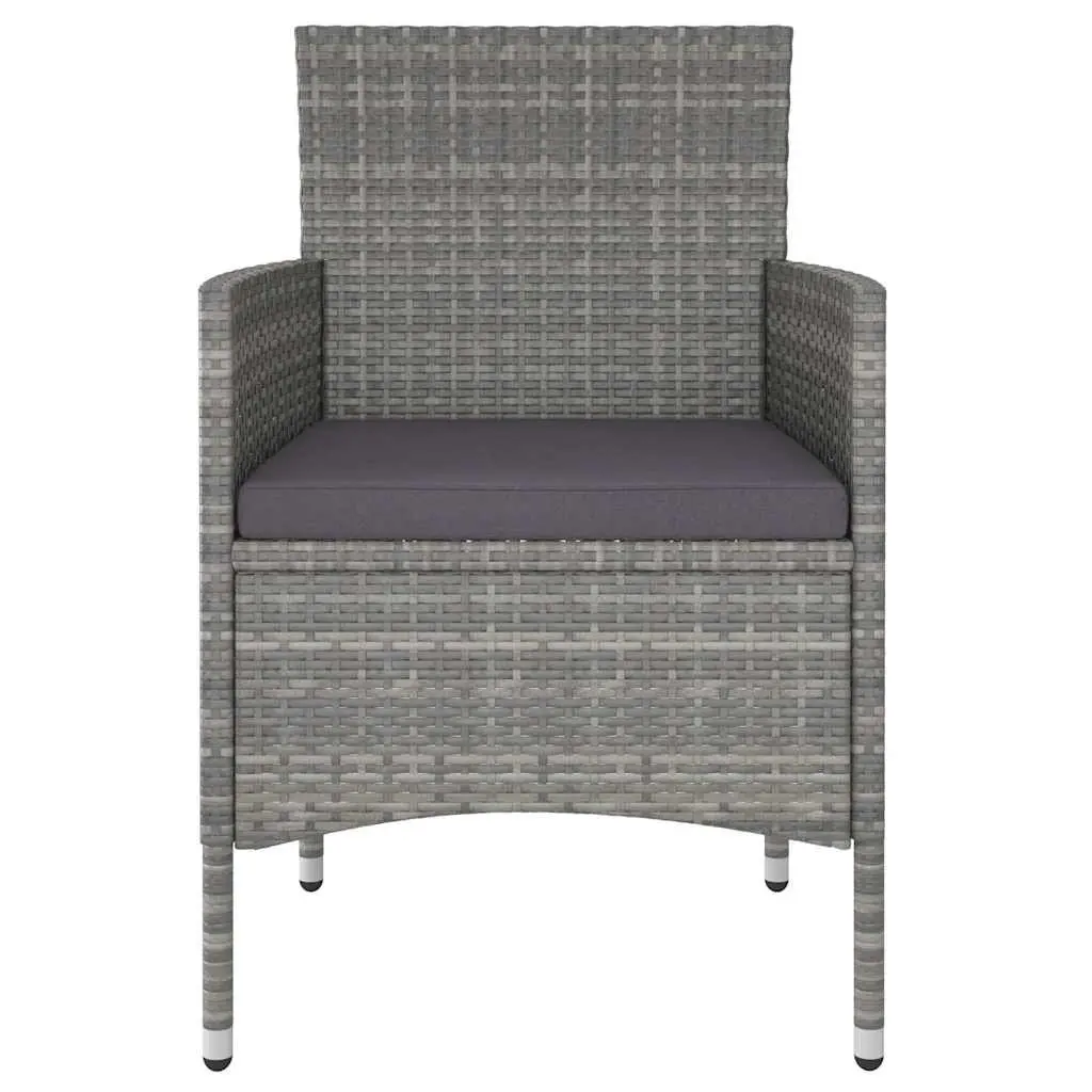 3 Piece Garden Dining Set Outdoor Patio Furniture PE Rattan Grey Chairs Table