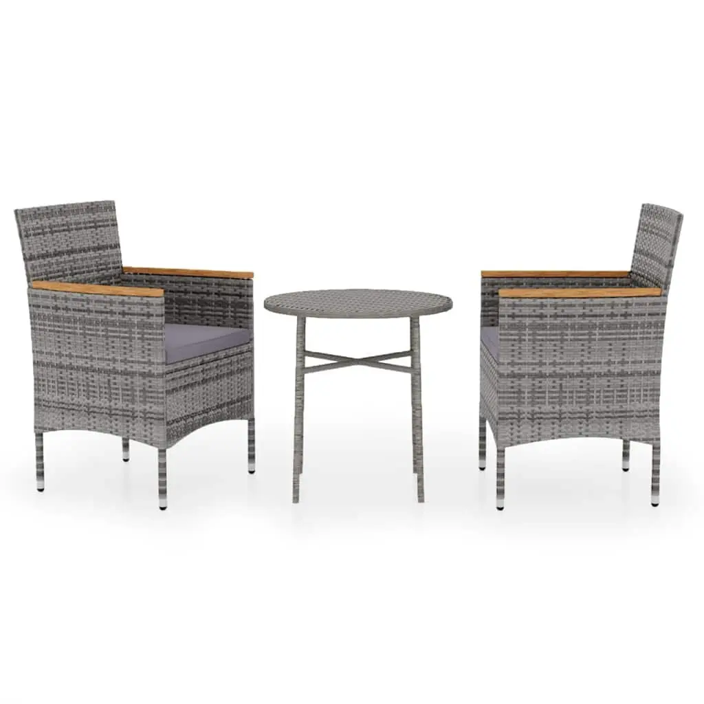 3 Piece Outdoor Dining Set Garden Patio Furniture Grey