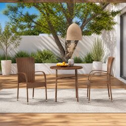 Specifications of 3 Piece Garden Dining Set: Brown Poly Rattan