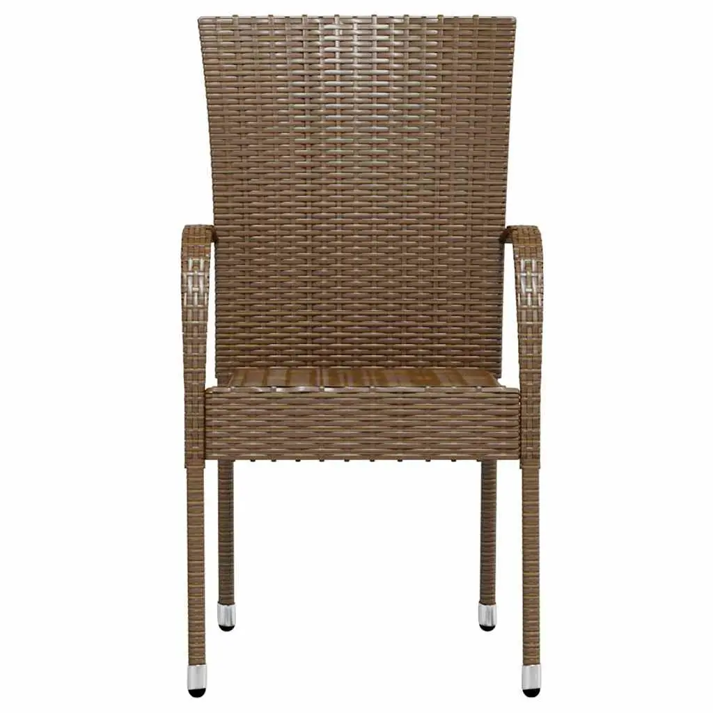 Garden Dining Set 3 Piece Outdoor Patio Furniture Brown Poly Rattan Table Chairs