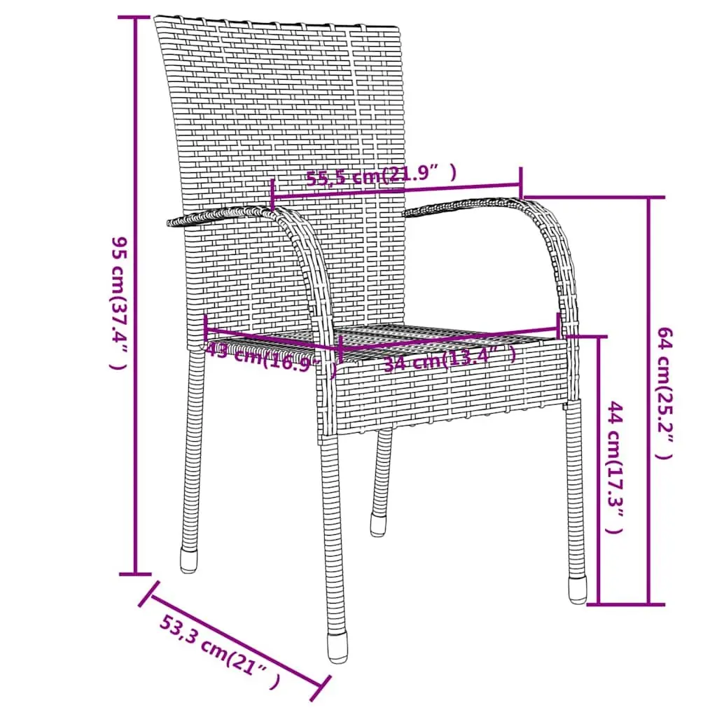 3 Piece Outdoor Dining Set Garden Patio Furniture Black
