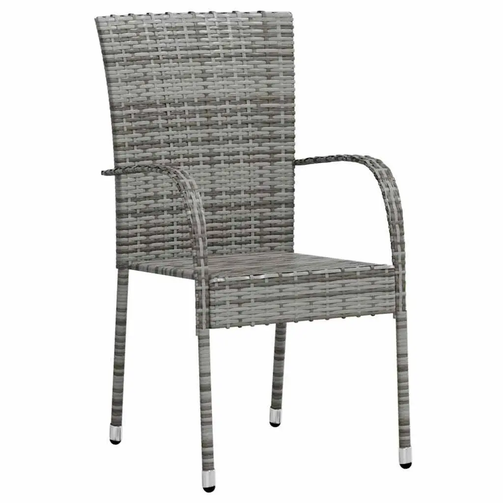 3 Piece Outdoor Dining Set Patio Garden Furniture Grey Poly Rattan Table Chairs