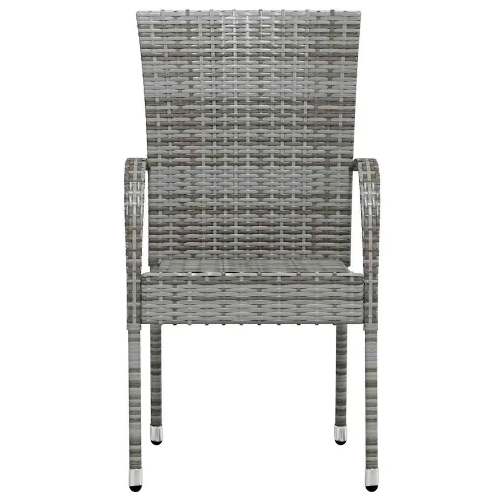 3 Piece Outdoor Dining Set Patio Garden Furniture Grey Poly Rattan Table Chairs