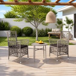 Garden Dining Set: 3-Piece Grey PE Rattan Furniture