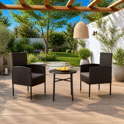 3-Piece Garden Dining Set: Steel & Rattan Specifications