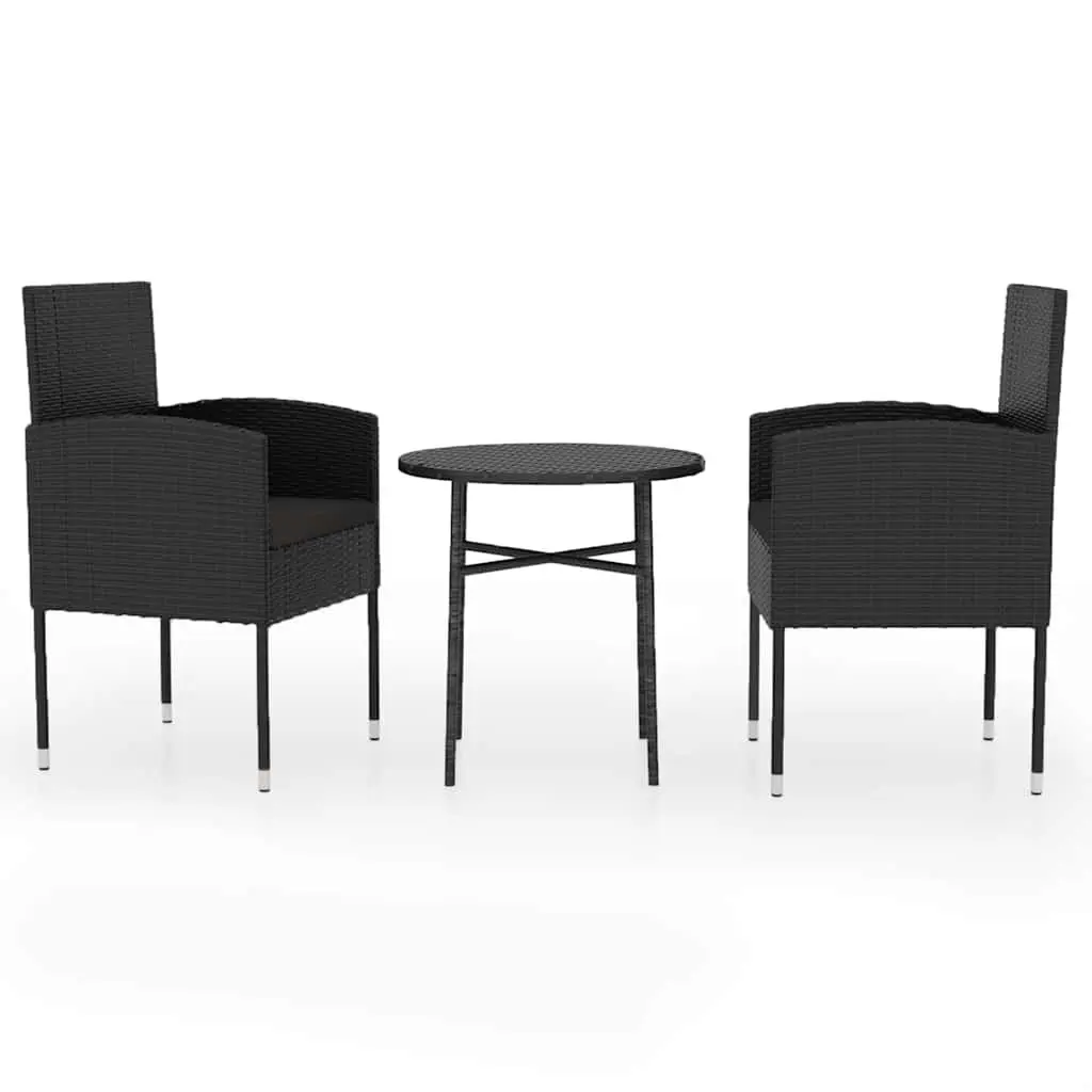 Garden Dining Set Outdoor Furniture 3 Piece Black Patio Table Chairs