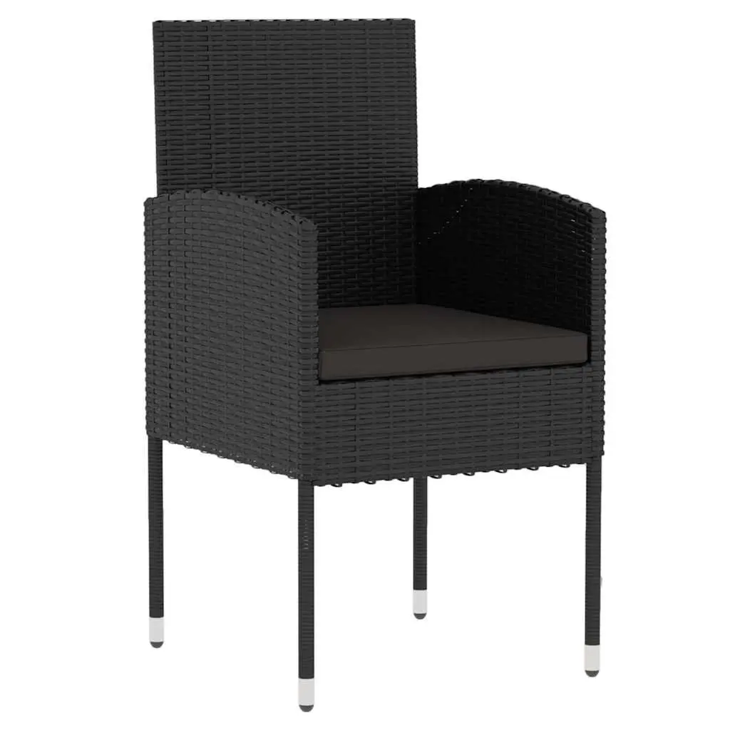 Garden Dining Set Outdoor Furniture 3 Piece Black Patio Table Chairs