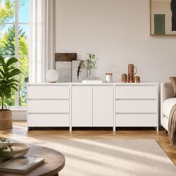 3 Piece White Storage Cabinet - Dimensions & Materials Specified
