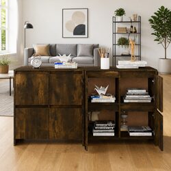 Brown Sideboards with 4 Doors - 2-Piece Set
